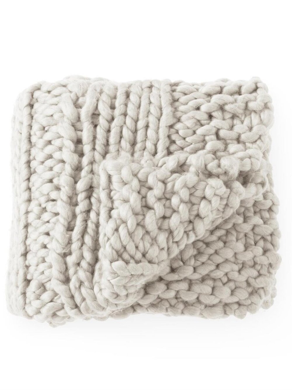 60 Inch Cream Hand Knit Braided Throw Blanket NEW